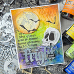 Tim Holtz Sizzix Vault Gothic Portraits Thinlits Dies 666681 full moon skull head fright night card kulbir kirkland