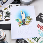 Tim Holtz Sizzix Vault Holiday Classic Thinlits Dies 666716 candle leaves acorn wish card pete hughes