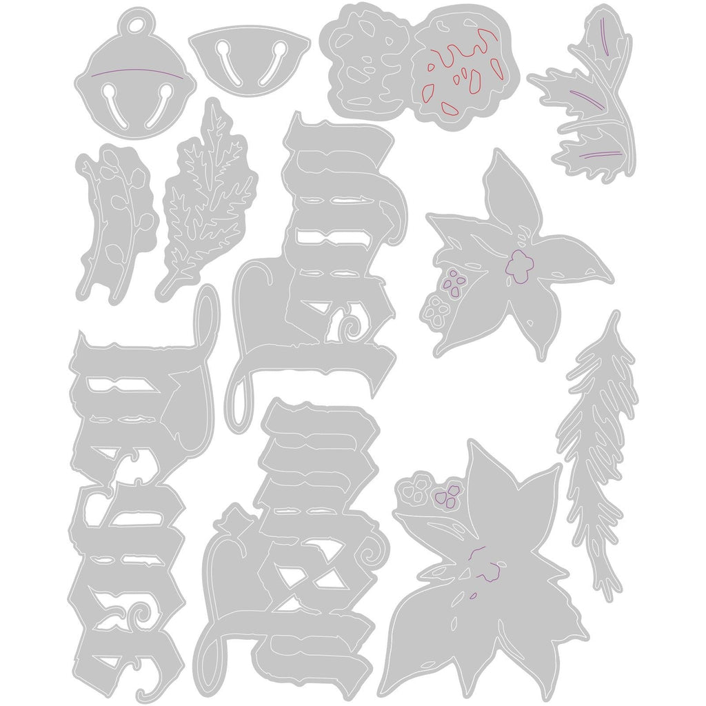 Tim Holtz Sizzix Vault Holiday Classic Thinlits Dies 666716 line art