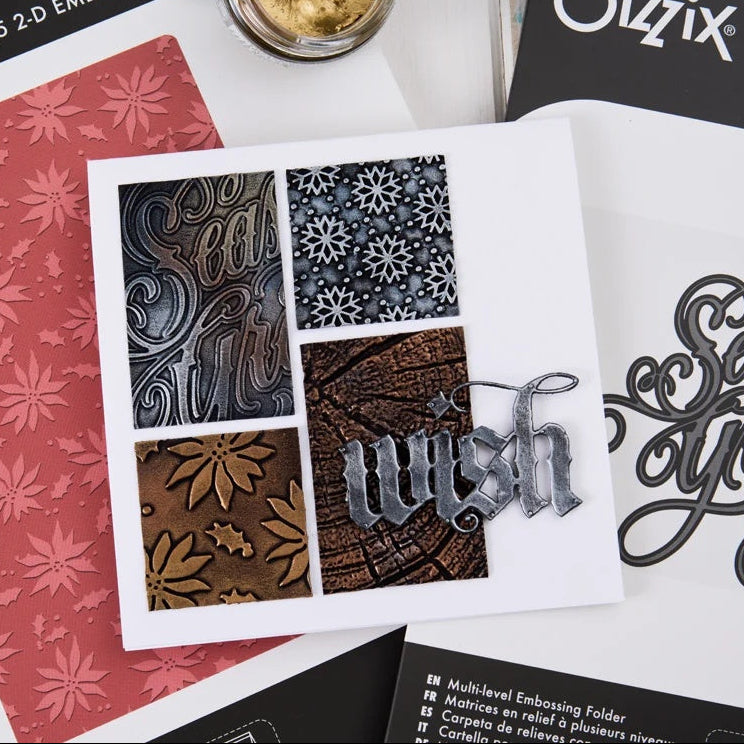 Tim Holtz Sizzix Vault Holiday Classic Thinlits Dies 666716 poinsettia snowflake wish card