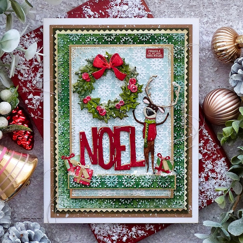 Tim Holtz Sizzix Vault Holiday Tidings Thinlits Dies 667262 reindeer in sweater noel card emma williams