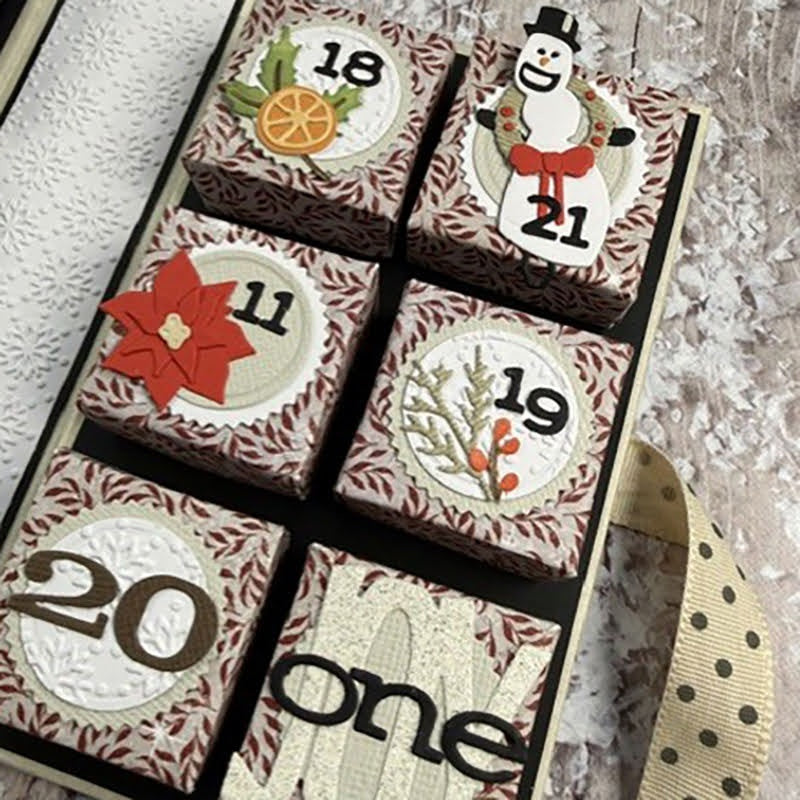 Tim Holtz Sizzix Vault Holiday Tidings Thinlits Dies 667262 snowman numbers garland one joy card nina straume