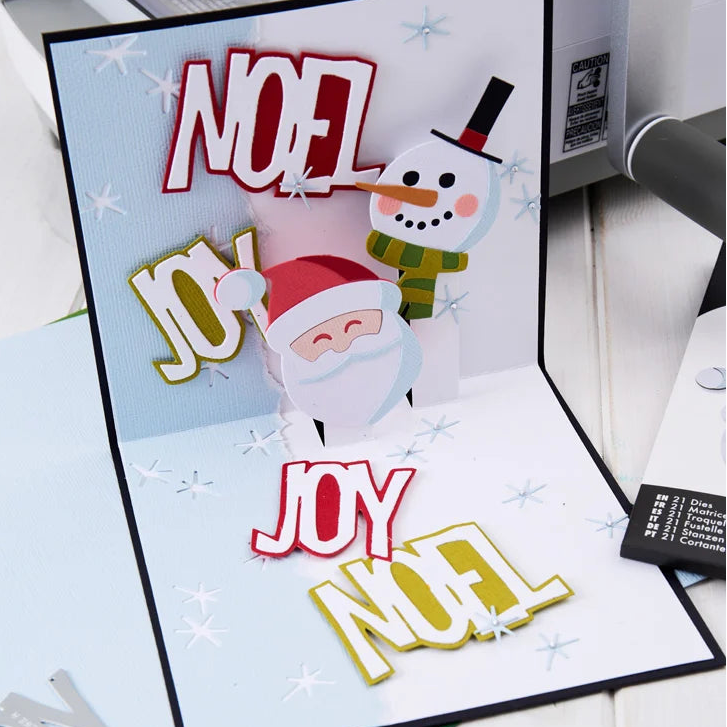 Tim Holtz Sizzix Vault Holiday Tidings Thinlits Dies 667262 snowman santa head noel joy card