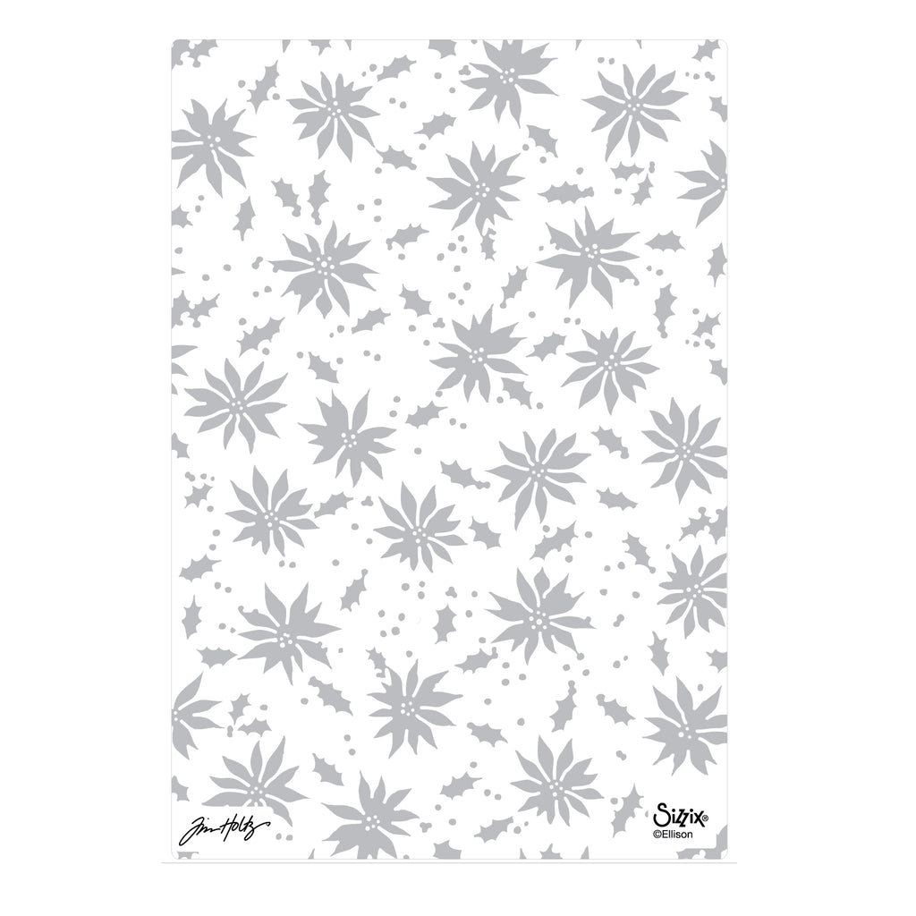 Tim Holtz Sizzix Vault Holly Poinsettia Large A5 Embossing Folder 667252 flwoers