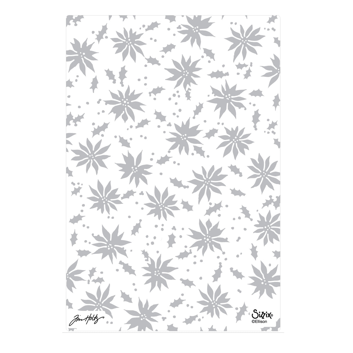Tim Holtz Sizzix Vault Holly Poinsettia Large A5 Embossing Folder 667252 flwoers