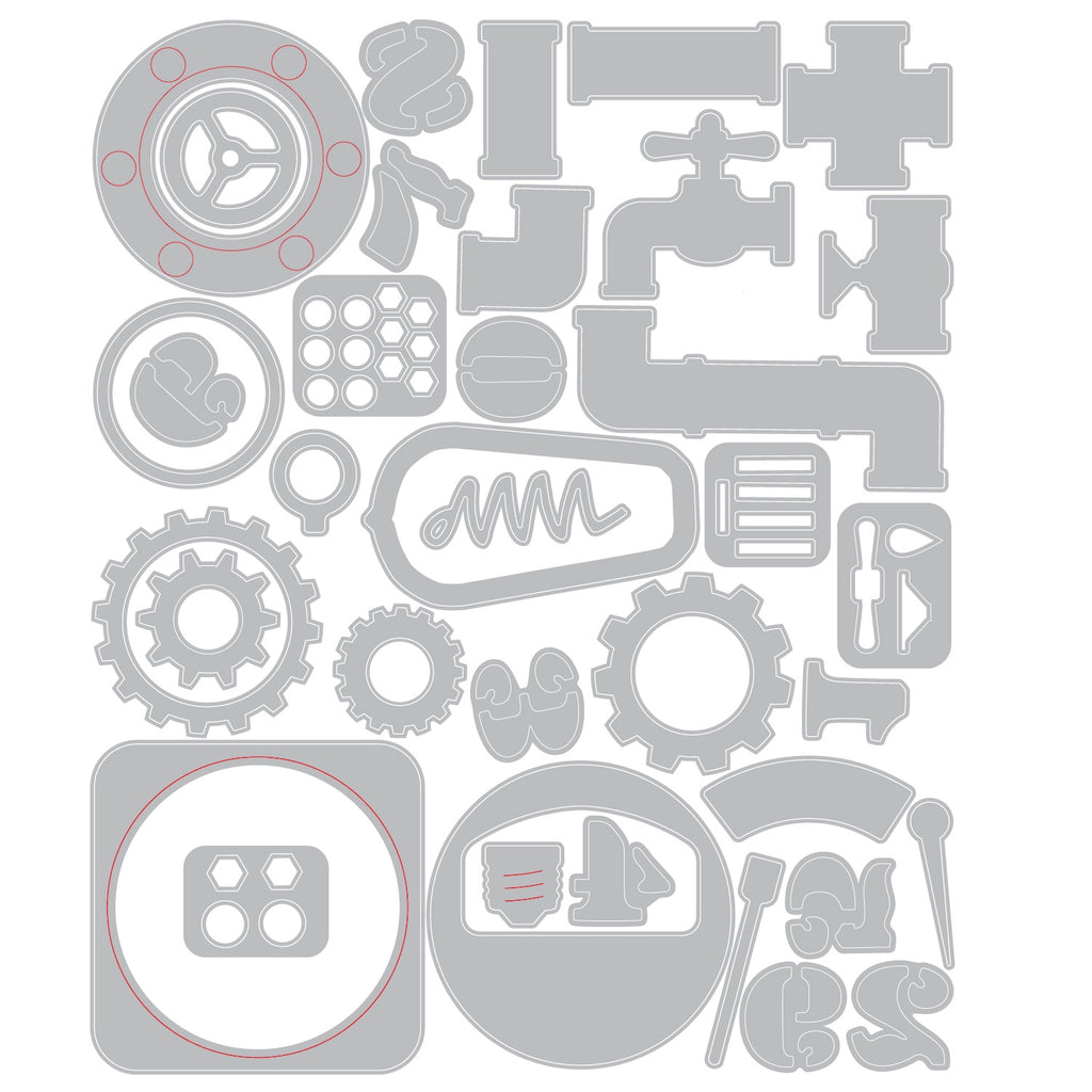 Tim Holtz Sizzix Vault Industrial Thinlits Dies 666874 line art