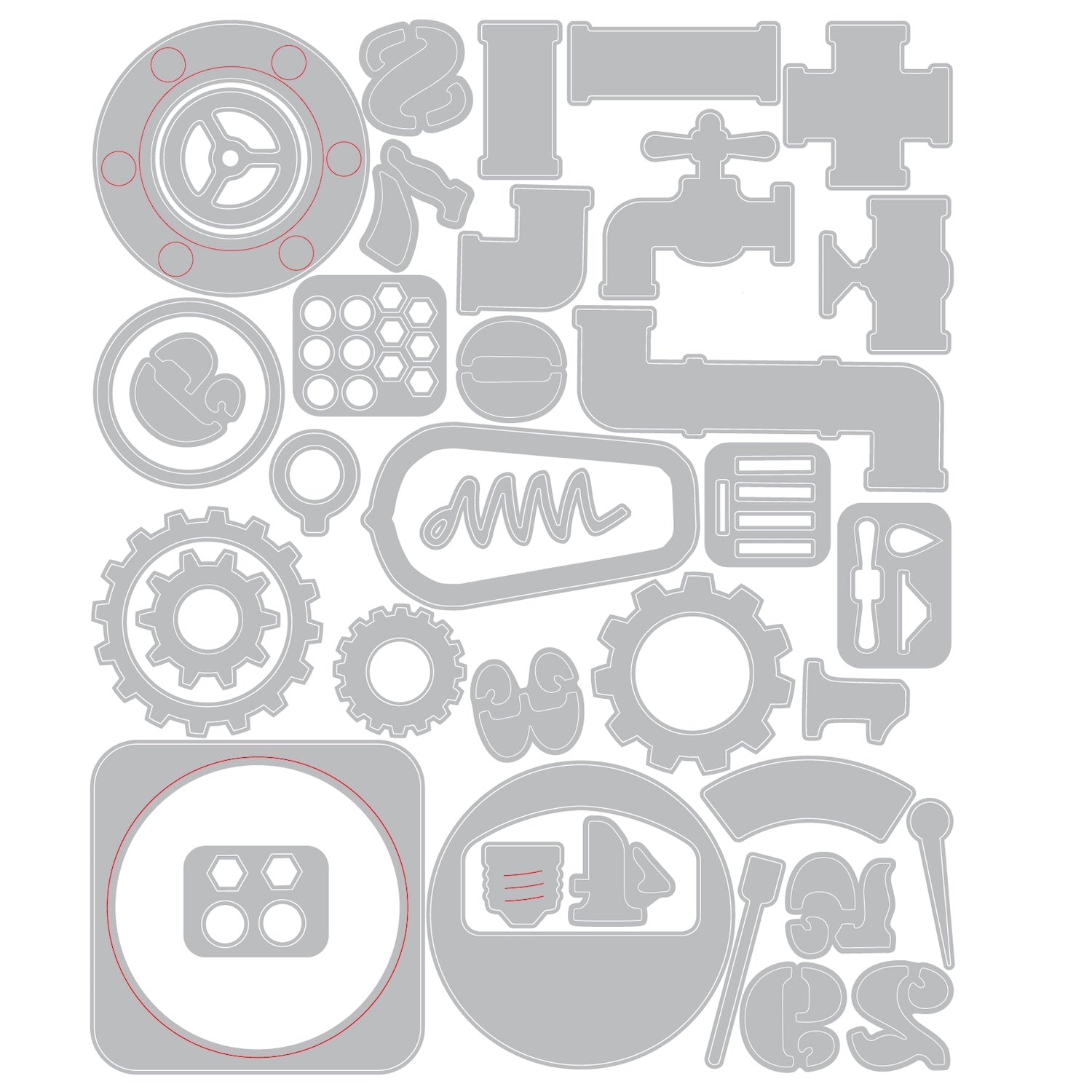 Tim Holtz Sizzix Vault Industrial Thinlits Dies 666874 line art