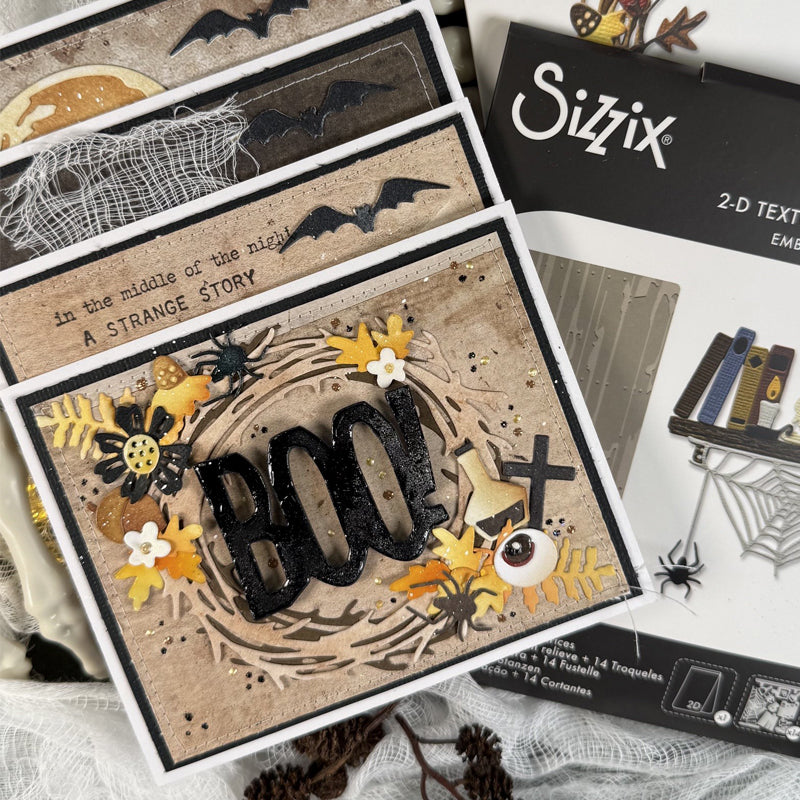 Tim Holtz Sizzix Vault Laboratory Sidekick Side-Order Thinlits Dies and Texture Fade 666911 halloween boo strange story nina straume