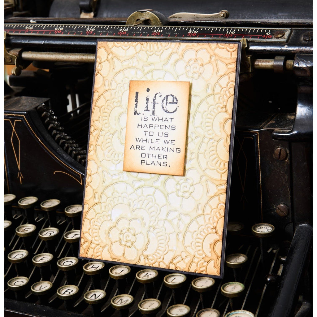 Tim Holtz Sizzix Vault Lace ML Embossing Folder 666865 life happens