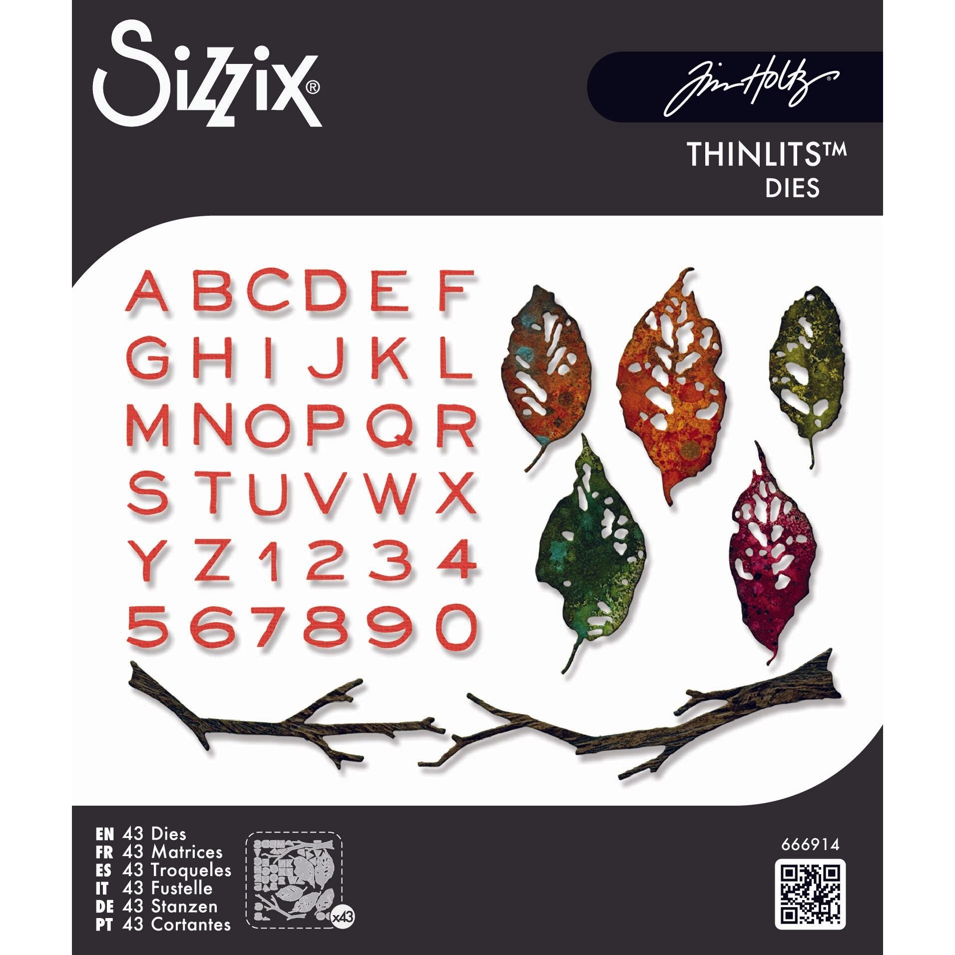 Tim Holtz Sizzix Vault Leaves and Sticks Thinlits Dies 666914