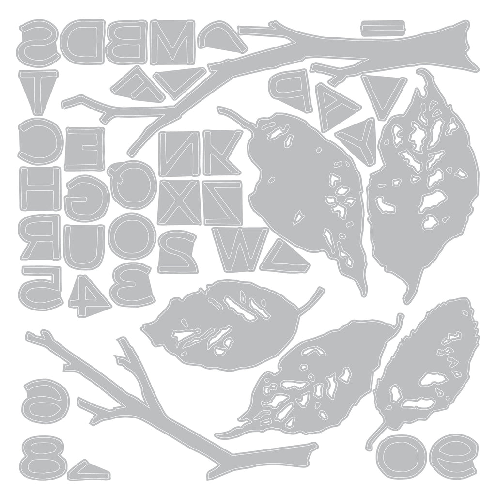 Tim Holtz Sizzix Vault Leaves and Sticks Thinlits Dies 666914 line work