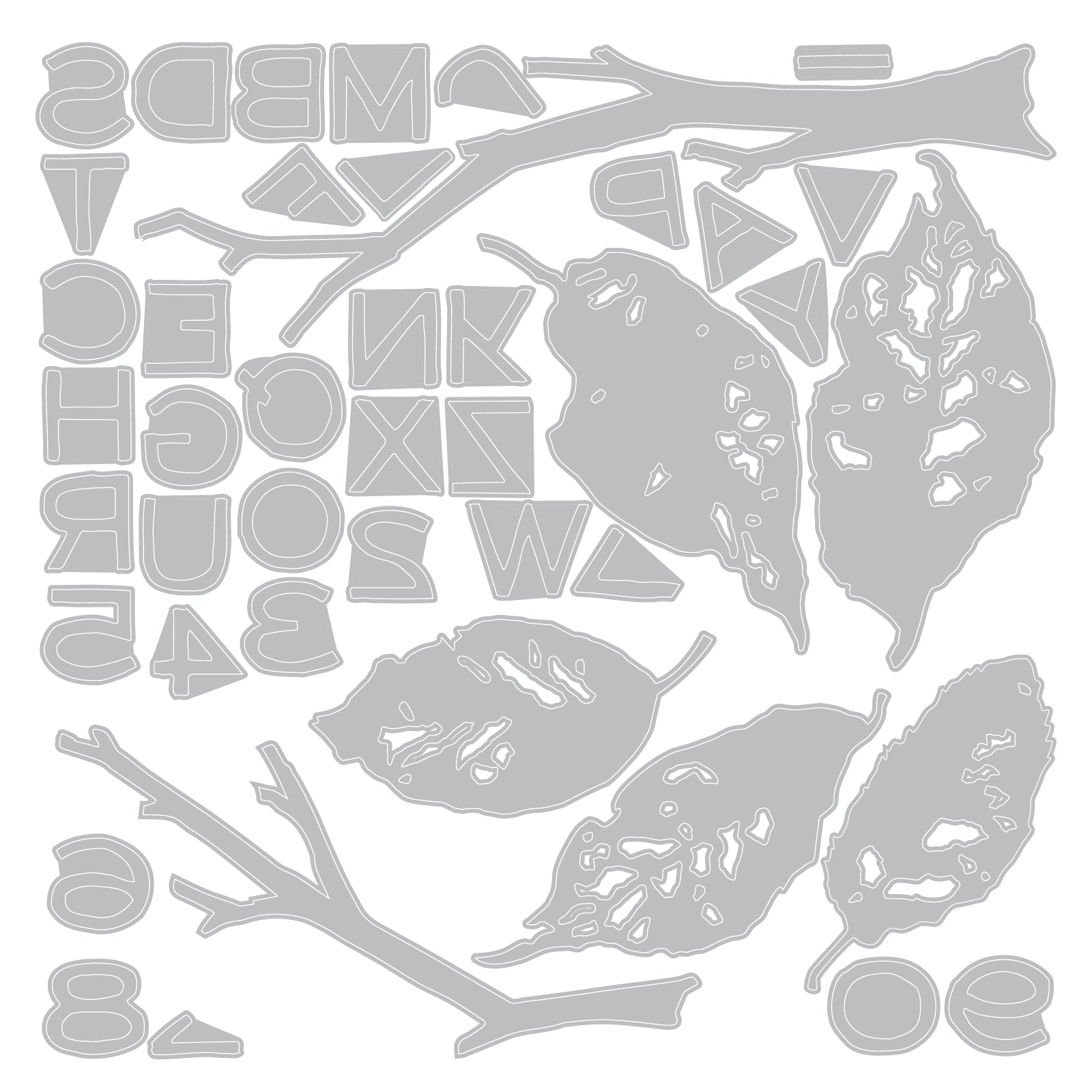Tim Holtz Sizzix Vault Leaves and Sticks Thinlits Dies 666914 line work