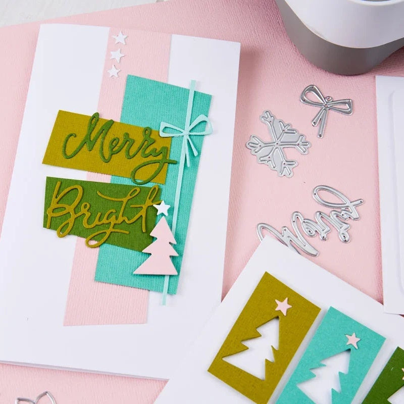Tim Holtz Sizzix Vault Merry and Bright Sidekick Side-Order Thinlits Dies and Texture Fade Folder 667248 christmas trees merry bright card pete hughes