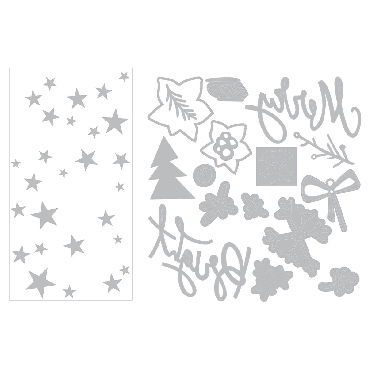 Tim Holtz Sizzix Vault Merry and Bright Sidekick Side-Order Thinlits Dies and Texture Fade Folder 667248 outline