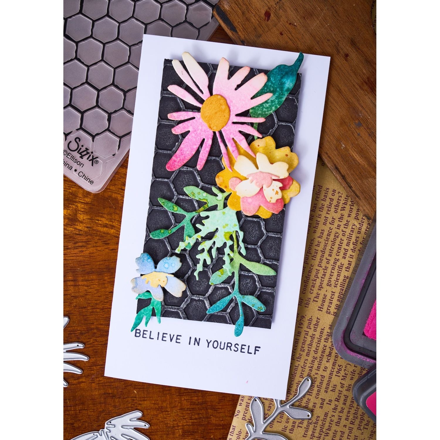 Tim Holtz Sizzix Vault Side Order Floristry 2D Embossing Folder and Thinlits Dies Set 666872 believe