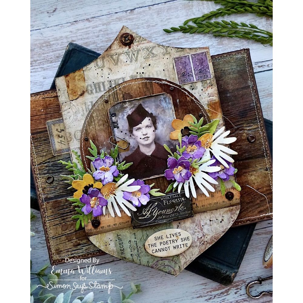 Tim Holtz Sizzix Vault Side Order Floristry 2D Embossing Folder and Thinlits Dies Set 666872 flowers | color-code:ALT01