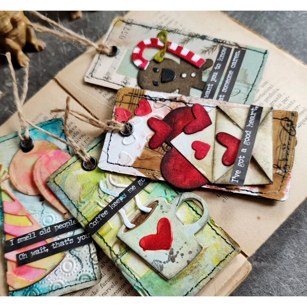 Tim Holtz Sizzix Vault Sidekick Dies with Texture Fade and Sidekick Machine Bundle tags