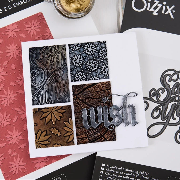 Tim Holtz Sizzix Vault Snowflakes 3 Large A5 Embossing Folder 667251 snowflakes season's greetings wish card