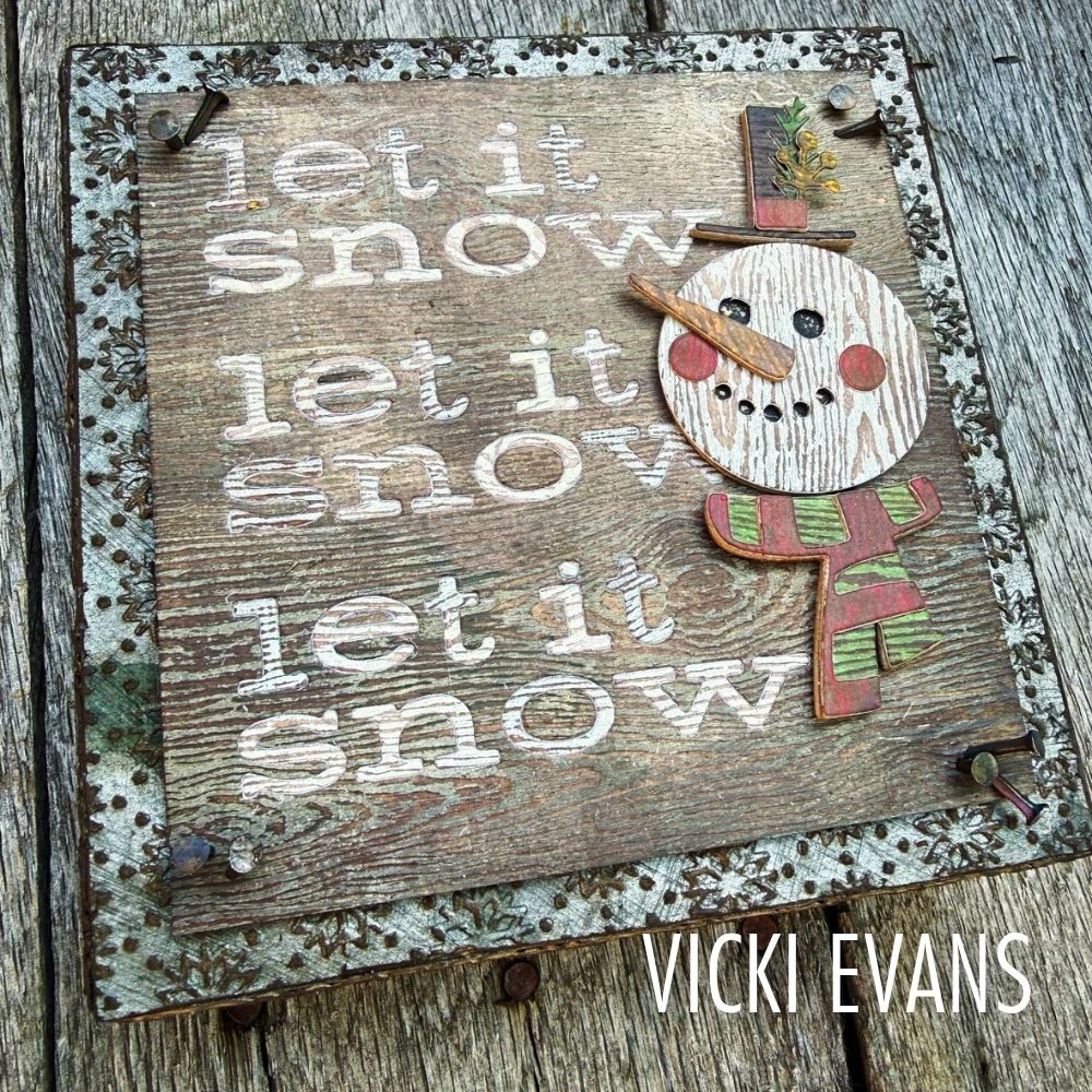 Tim Holtz Sizzix Vault Snowflakes 3 Large A5 Embossing Folder 667251 snowman let it snow card vicki evans