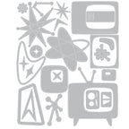 Tim Holtz Sizzix Vault Thinlits Atomic Retro Dies 666875 line art