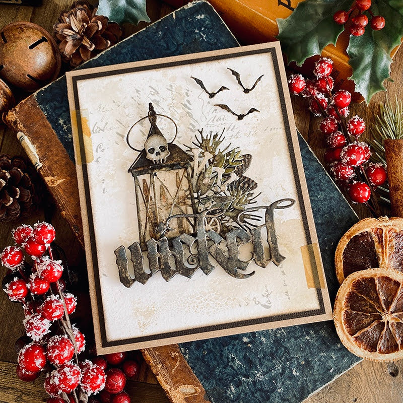 Tim Holtz Sizzix Vault Winter Candlelight Thinlits Dies 667254 bats bones skull candles wicked card zoe hillman