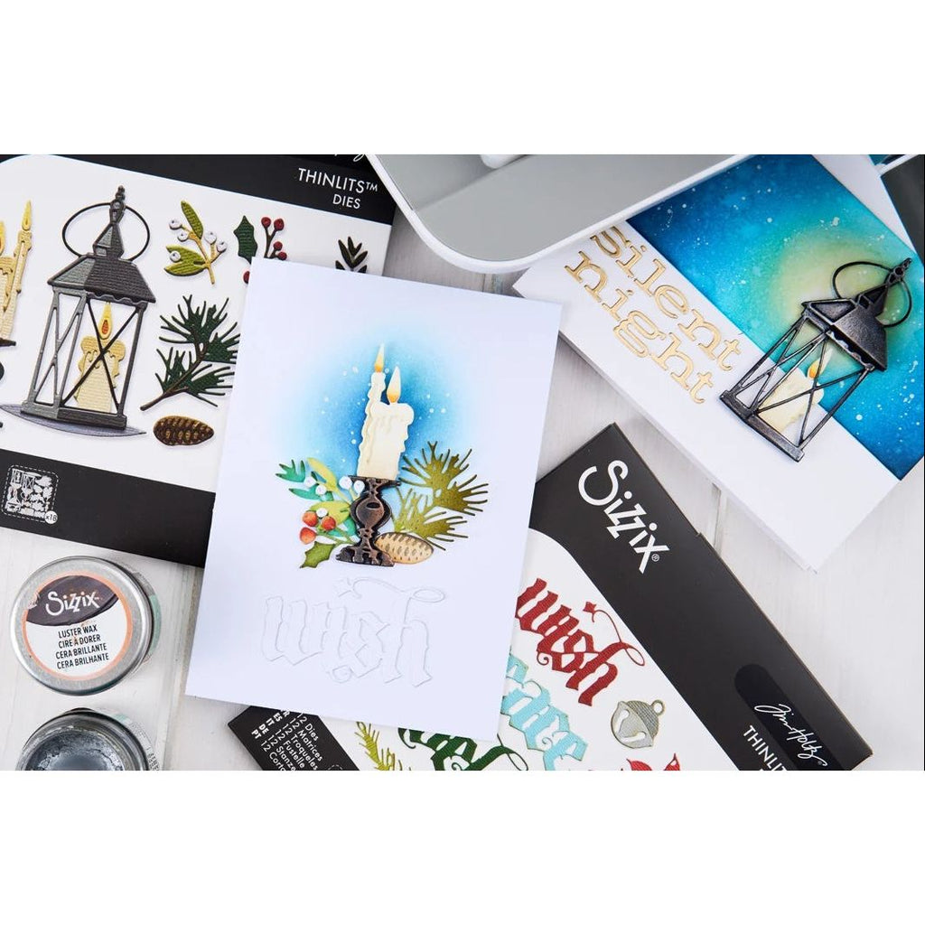 Tim Holtz Sizzix Vault Winter Candlelight Thinlits Dies 667254 candles silent night wish cards pete hughes