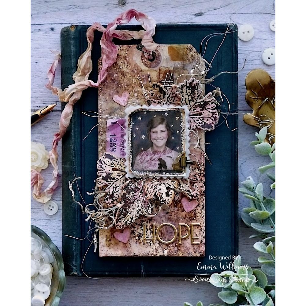 Tim Holtz Sizzix Vault World Travel Thinlits Dies 666606 tie dye ribbon leaves hearts hope card emma williams | color-code:ALT07