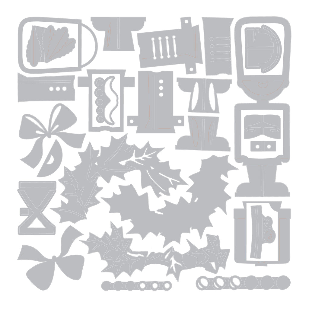 Tim Holtz Sizzix Vault Yuletide Harvey Thinlits Dies 667255 outline