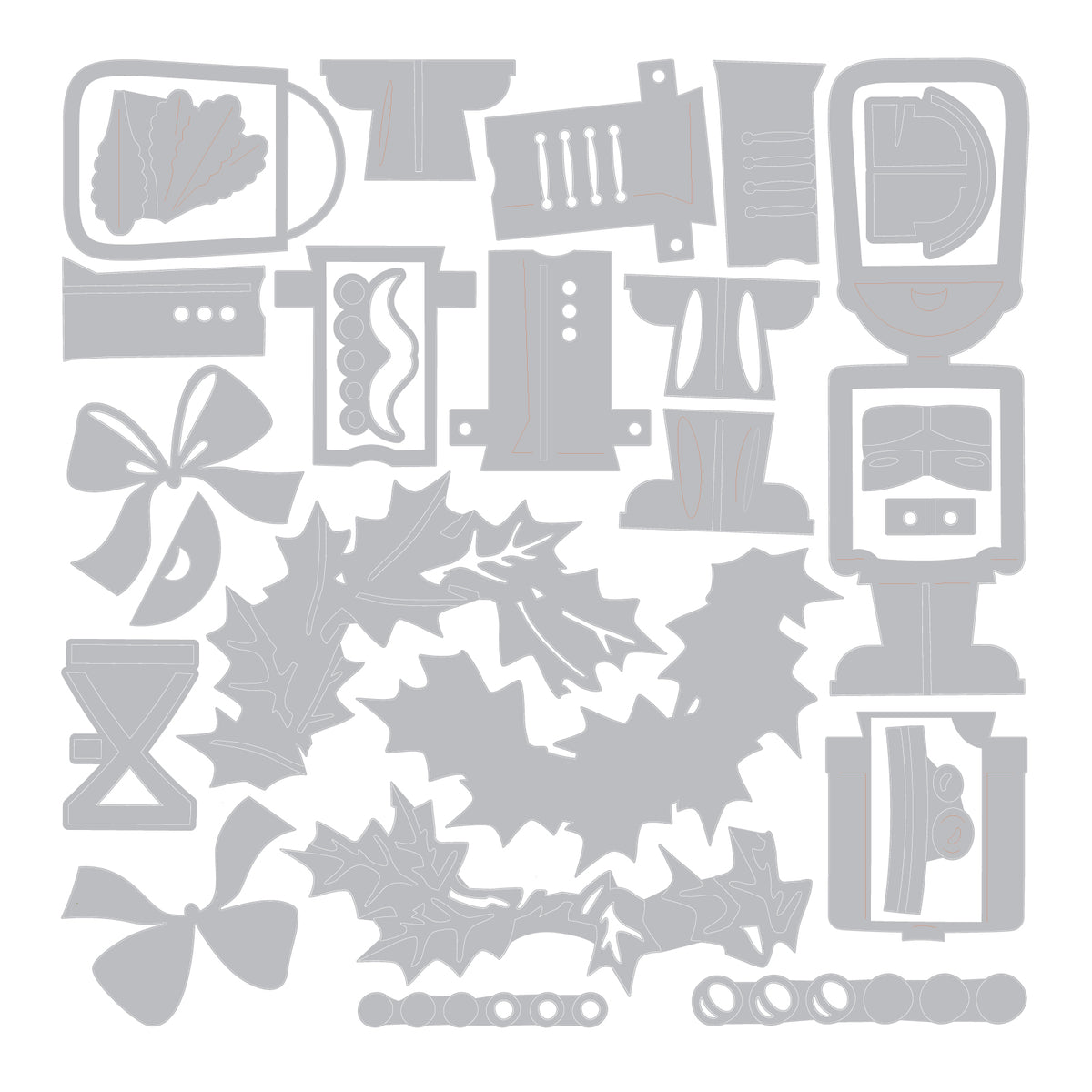 Tim Holtz Sizzix Vault Yuletide Harvey Thinlits Dies 667255 outline