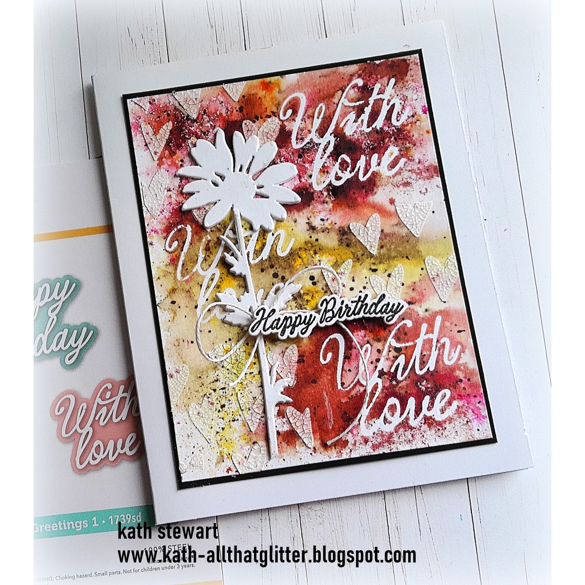 Tim Holtz Sizzix WILDFLOWER STEMS 3 Thinlits Dies 665221 hearts with love happy birthday card kath stewart | color-code:ALT03