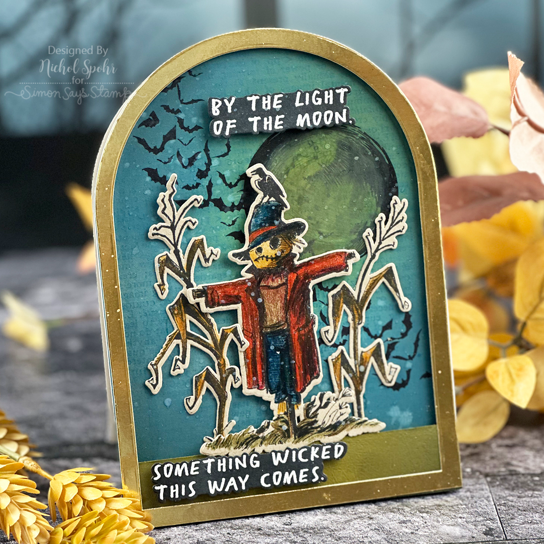 Tim Holtz The Scarecrow Stamps with Simon Says Stamp Dies Bundle setsc26 Nichol Spohr Midnight October Cornfield Card | color-code:ALT01