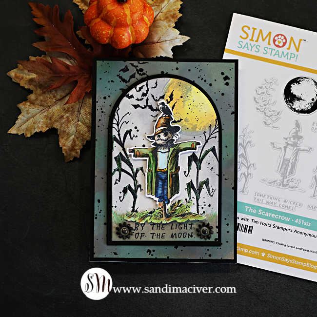 Tim Holtz The Scarecrow Stamps with Simon Says Stamp Dies Bundle setsc26 Sandi MacIver Autumn Cornfield Card