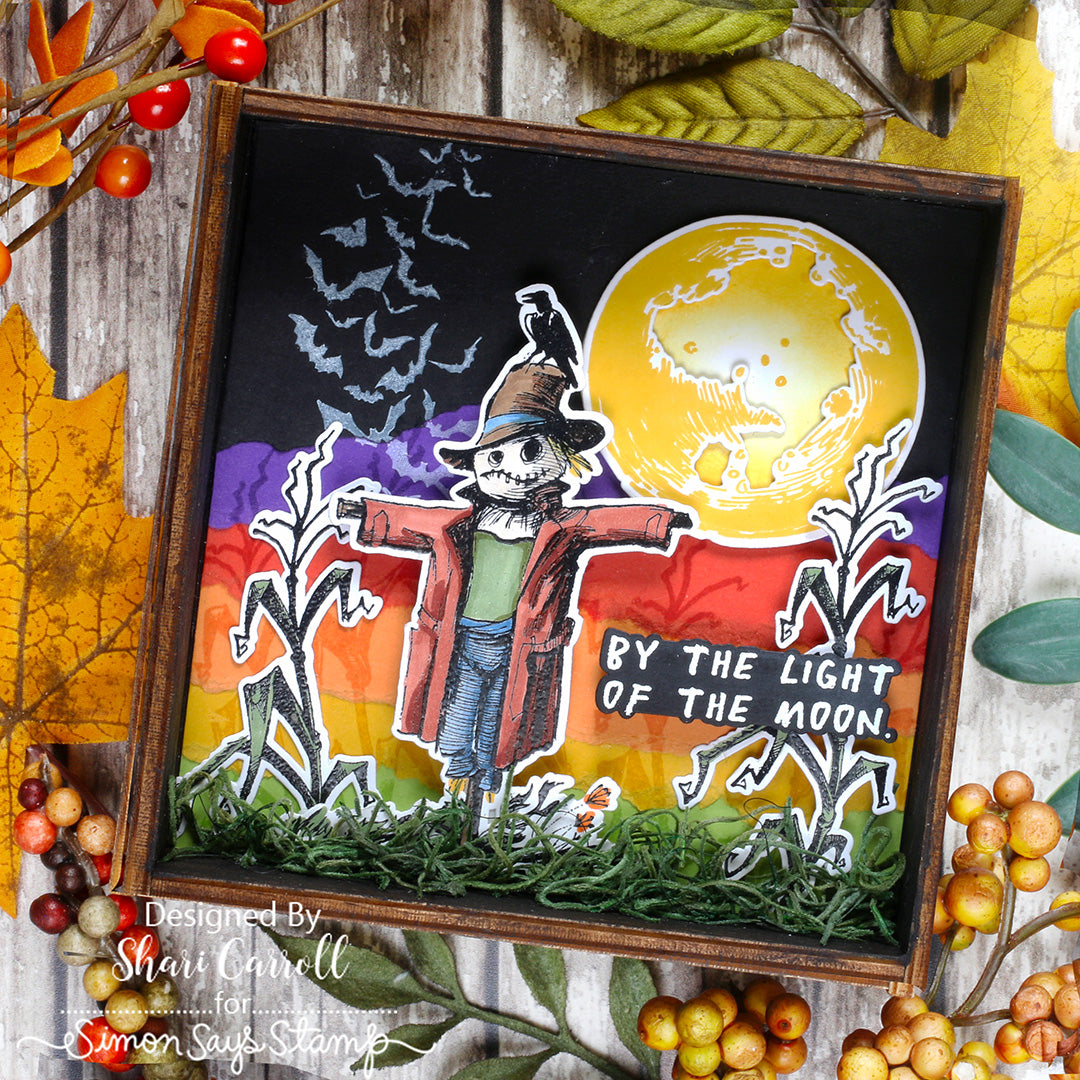 Tim Holtz The Scarecrow Stamps with Simon Says Stamp Dies Bundle setsc26 Shari Carroll Cute Fall Framed Decor
