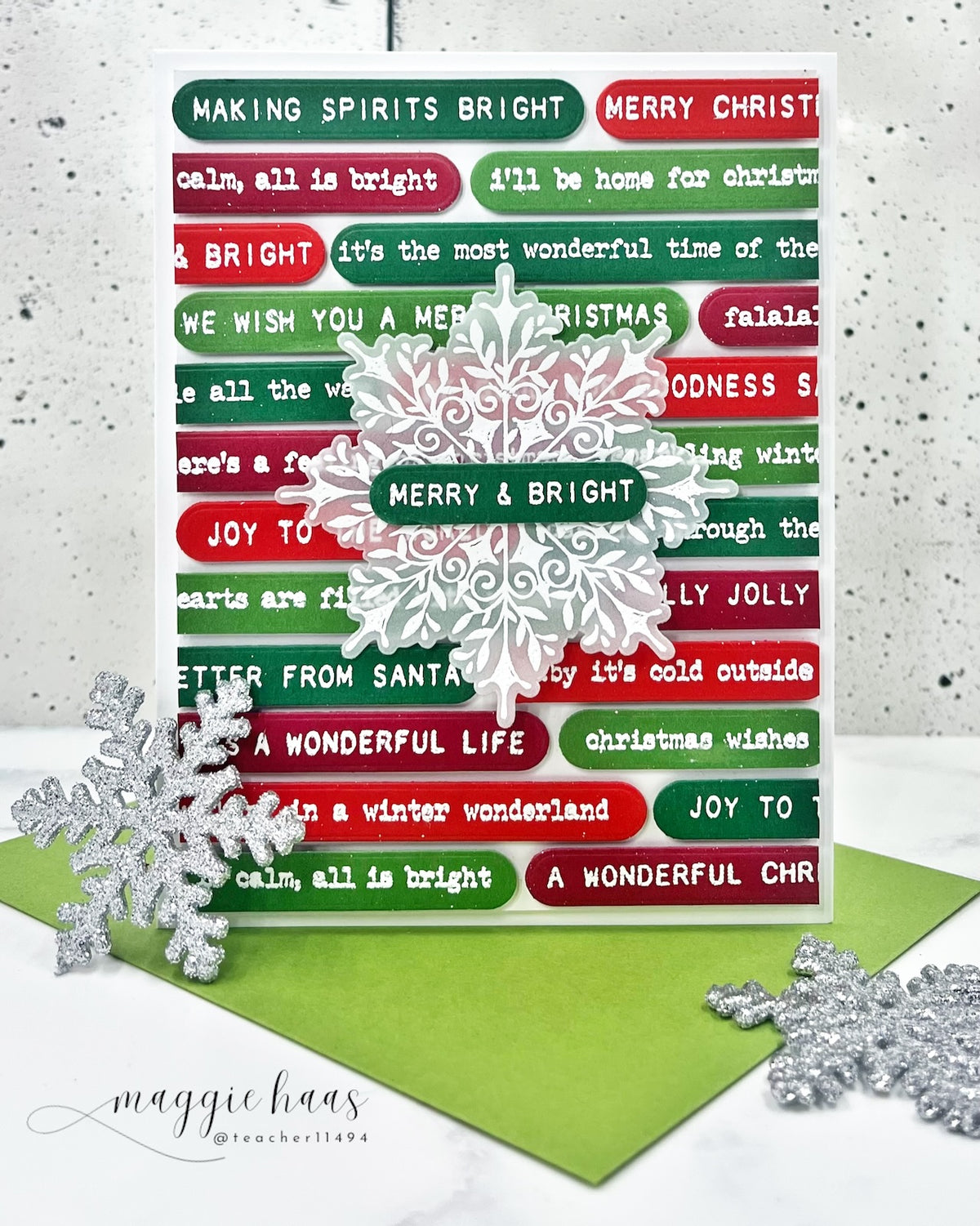 Tim Holtz Tiny Text Christmas Stamps with Simon Says Stamp Tiny Text Dies Bundle settc26 Maggie Haas Holiday Sayings Card 