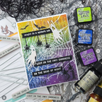 Tim Holtz Tiny Text Halloween Stamps with Simon Says Stamp Tiny Text Dies Bundle setth26 Kulbir Kirkland Spooky Halloween Card 