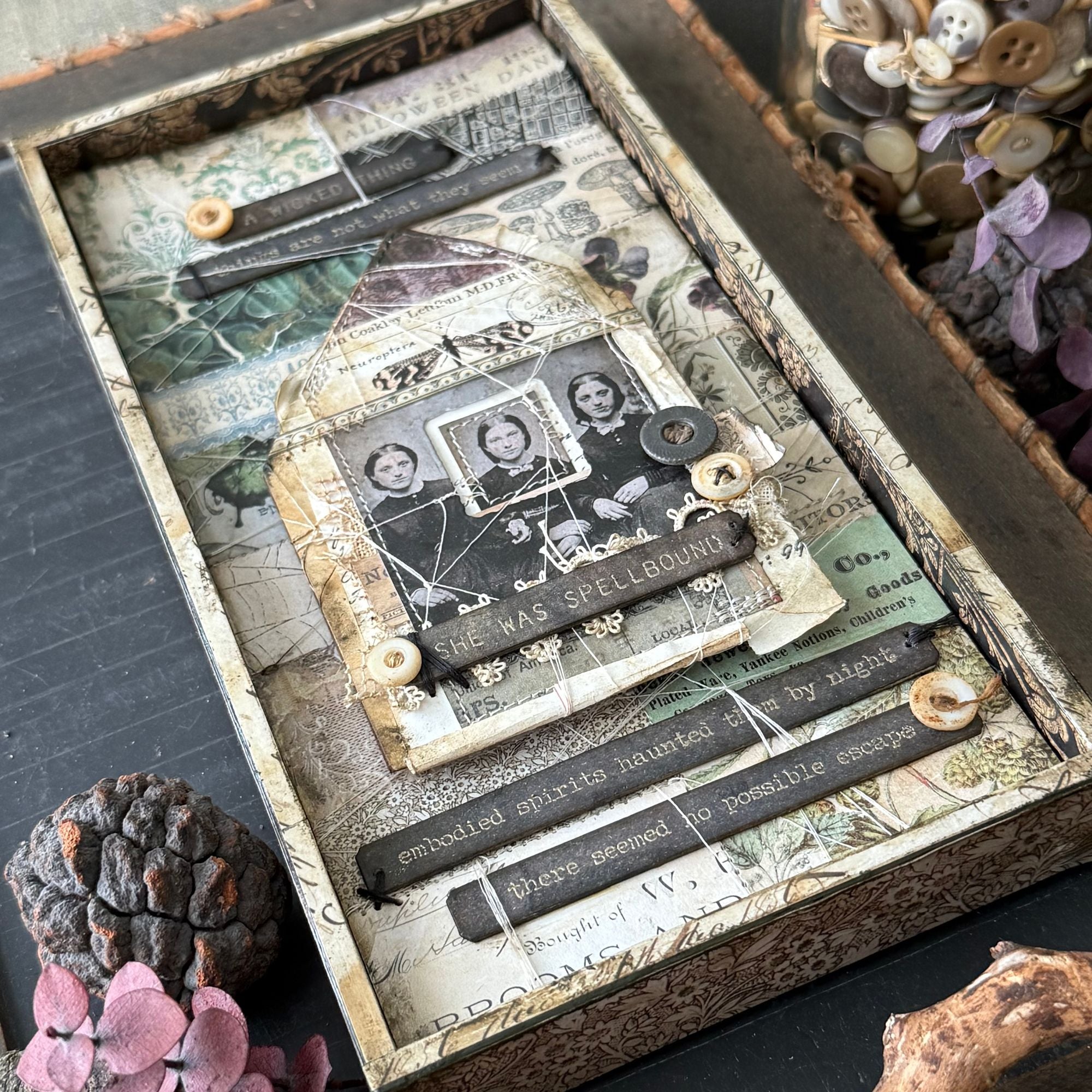 Tim Holtz Tiny Text Halloween Stamps with Simon Says Stamp Tiny Text Dies Bundle setth26 Stacy Hutchinson Halloween Vignette