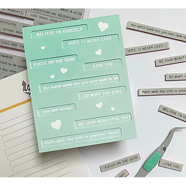 Tim Holtz Tiny Text Stamps with Simon Says Stamp Dies Bundle settx26 Minty Affirmation Card Barb Engler | color-code:ALT02