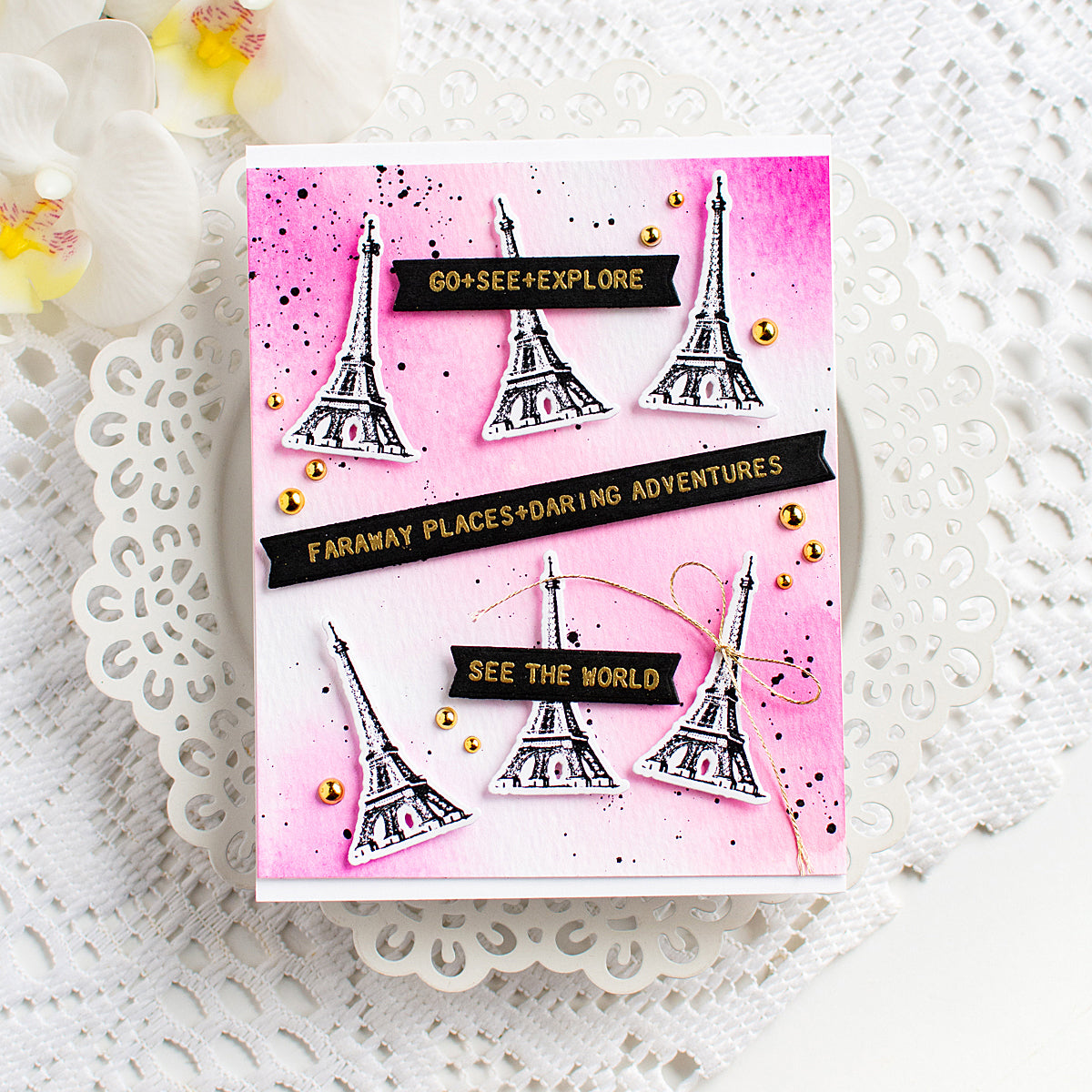 Tim Holtz Tiny Text Stamps with Simon Says Stamp Dies Bundle settx26 Parisian Explore Card Heather Hoffman
