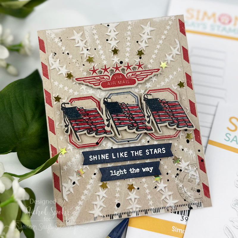 Tim Holtz Tiny Things 2 Stamps with Simon Says Stamp Dies Bundle settw26 Americana Card Nichol Spohr | color-code:ALT04
