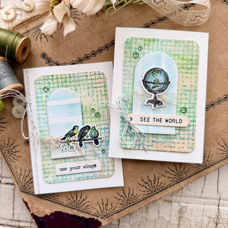 Tim Holtz Tiny Things Stamps with Simon Says Stamp Dies Bundle settt26 Fresh Mixed Media Card Set Paula Cheney