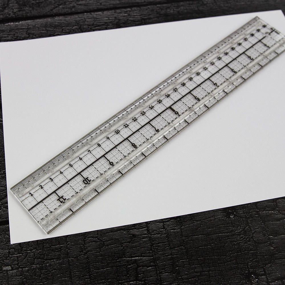 Tim Holtz Tonic Media Ruler And Craft Knife Bundle Ruler Diagonal on Paper