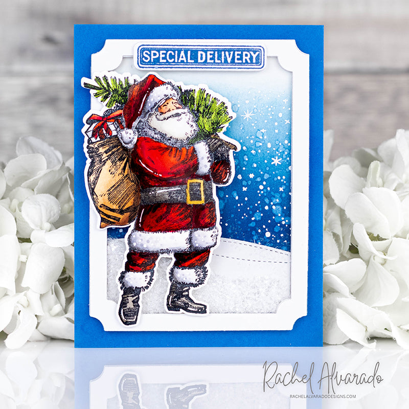 Tim Holtz Vintage Holidays Stamps with Simon Says Stamp Dies Bundle setvh26 Rachel Alvarado Bright Vintage Christmas Card