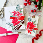 Tim Holtz Winter Watercolor Stamps with Simon Says Stamp Dies Bundle setww26 Emily Midgett Poinsettias Holiday Card and Gift Tag