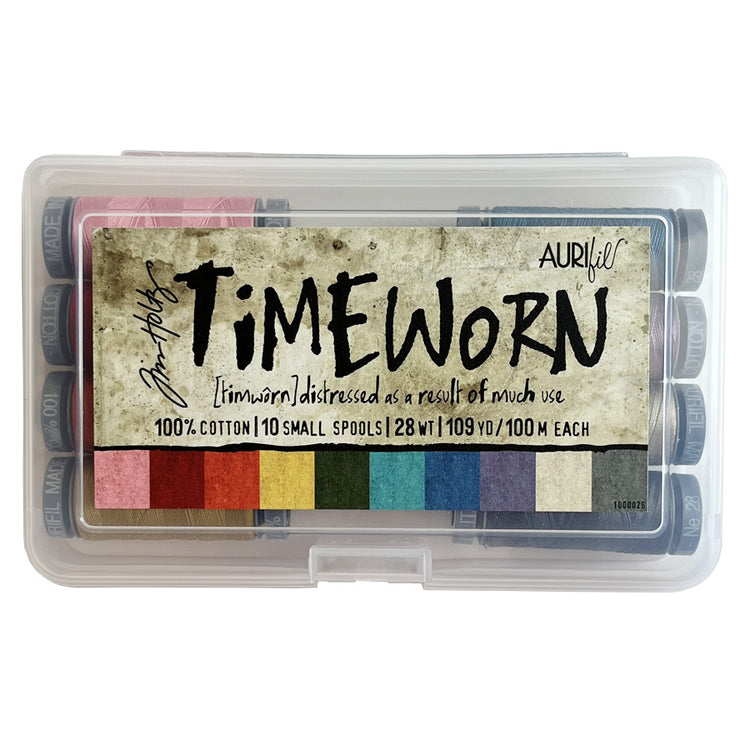 Tim Holtz for Aurifil Pack of 10 Small Thread Spools Timeworn TH28TC10