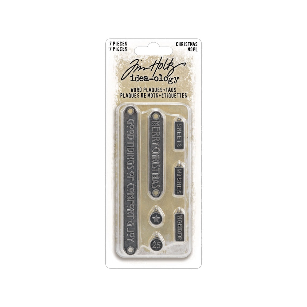 Tim Holtz idea-ology 2024 Christmas Word Plaques and Tags th94405