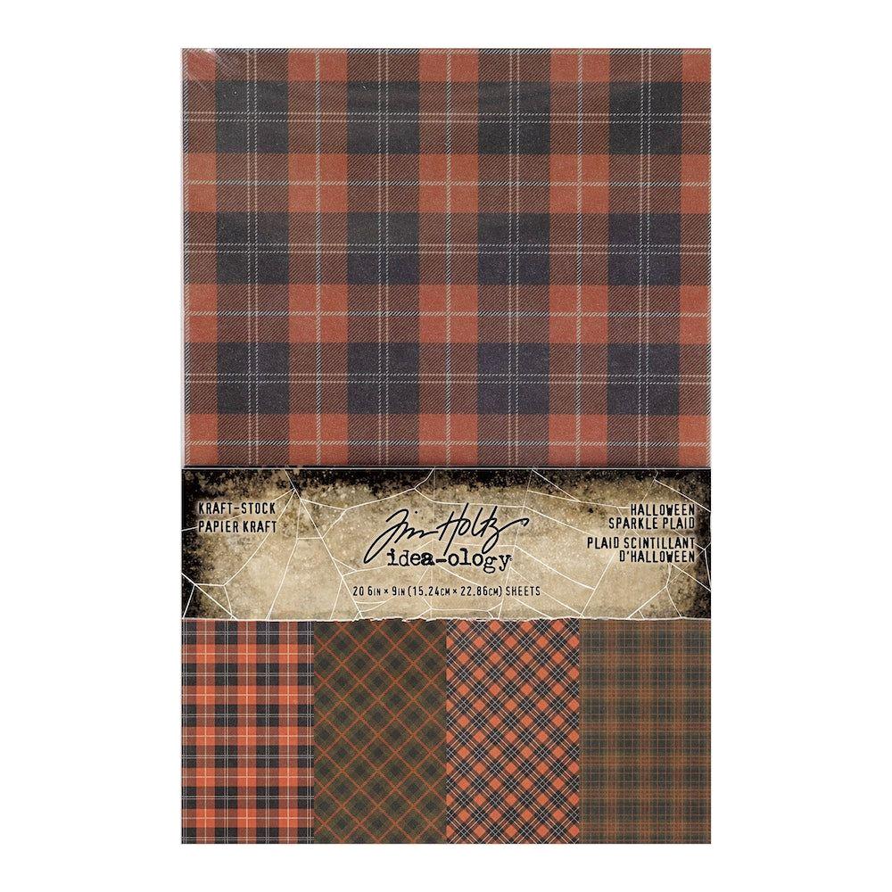 Tim Holtz idea-ology 2024 Halloween Kraft-stock Halloween Sparkle Plaid th94398