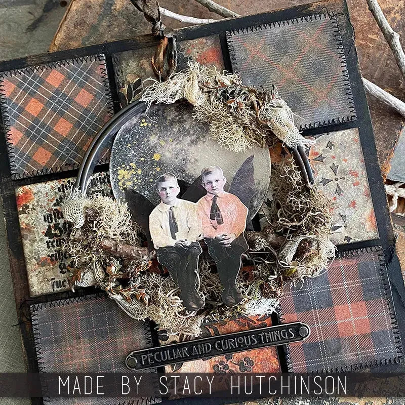 Tim Holtz idea-ology 2024 Halloween Kraft-stock Halloween Sparkle Plaid th94398