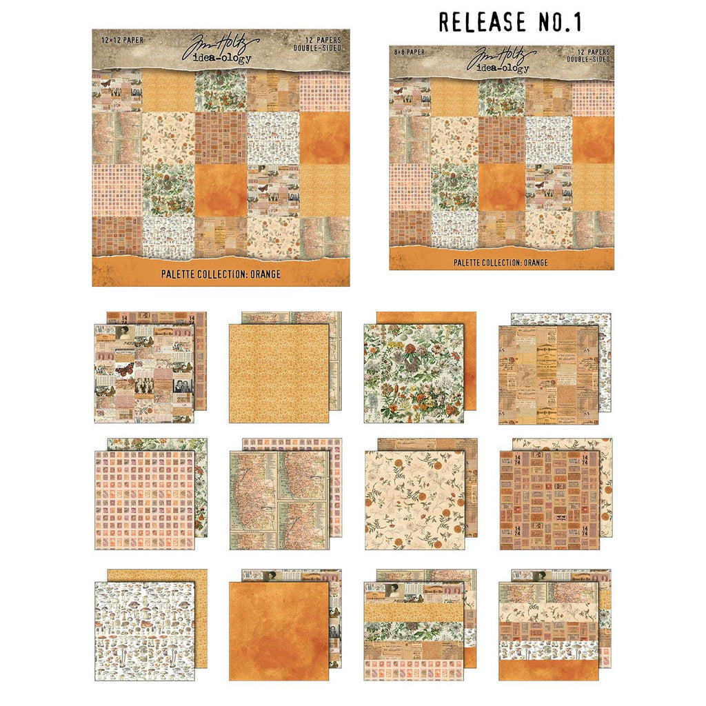 Tim Holtz idea-ology 8 x 8 Palette Paper Collection January 2026 I Want It All Bundle orange