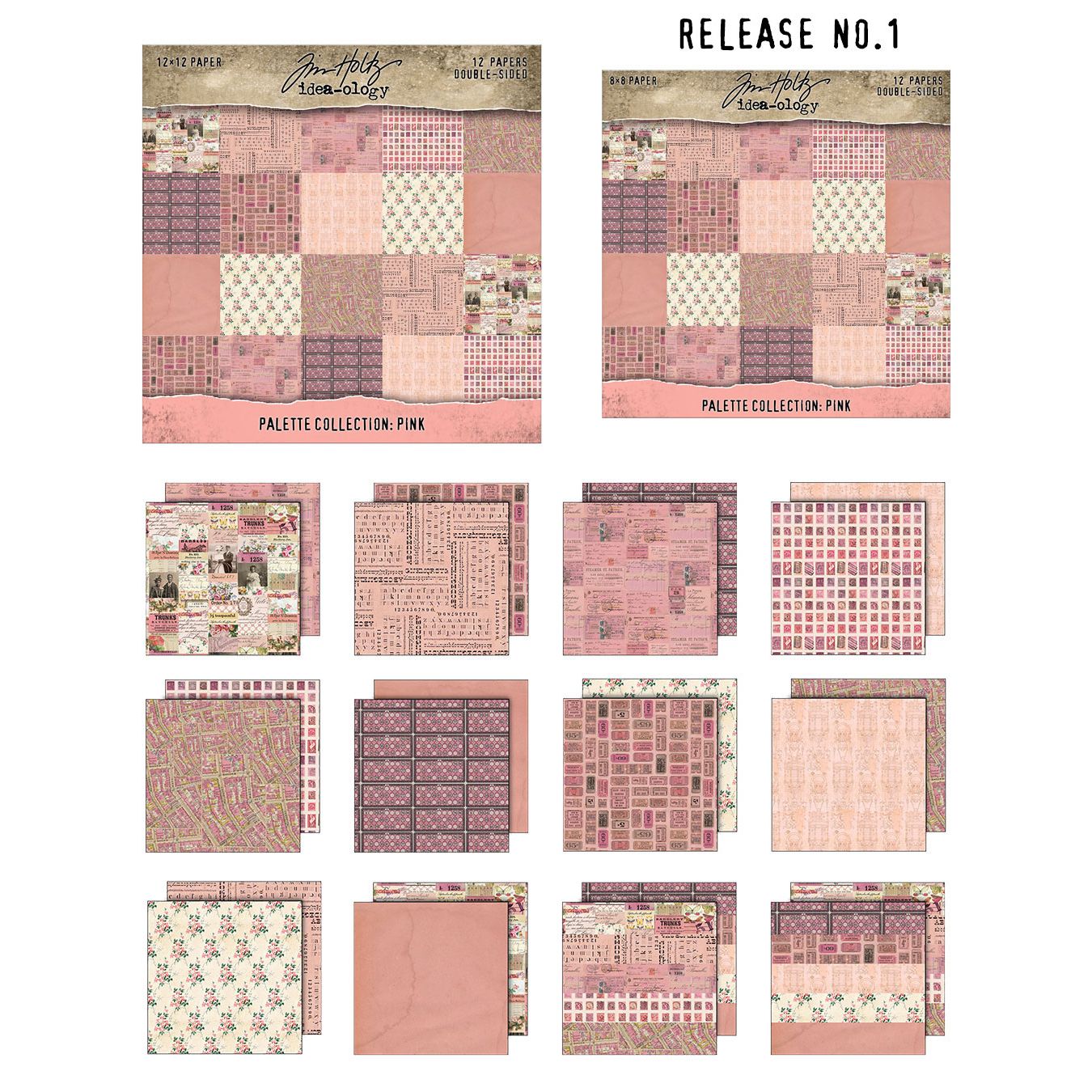 Tim Holtz idea-ology 8 x 8 Palette Paper Collection January 2026 I Want It All Bundle pink