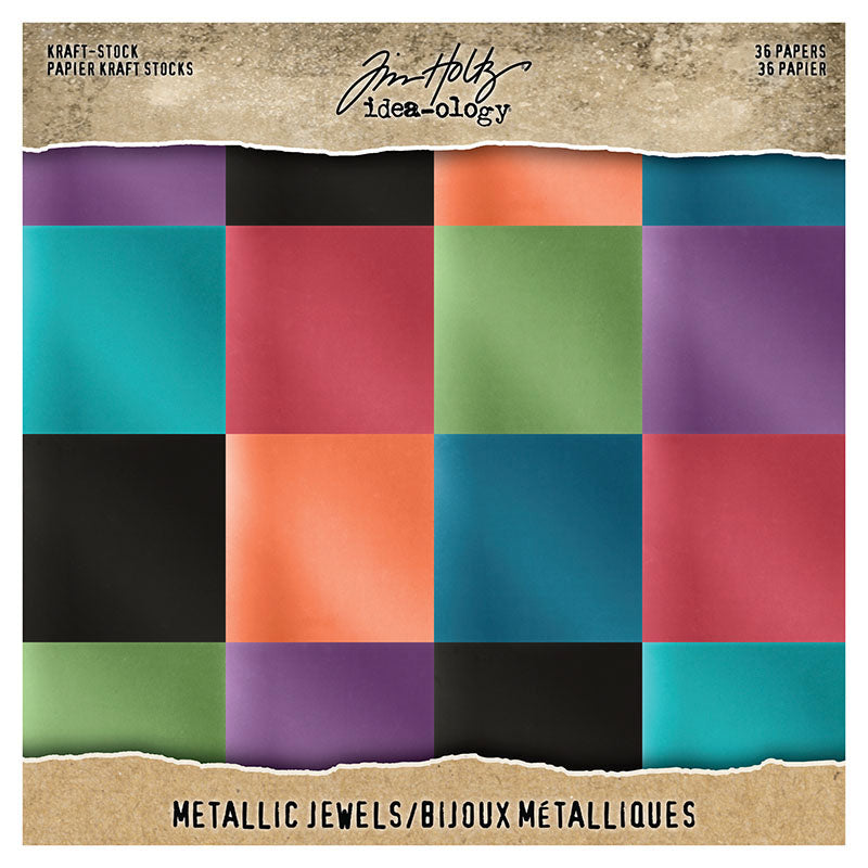 Tim Holtz idea-ology 8 x 8 Paper Stash Metallic Jewels Kraft Stock th93781